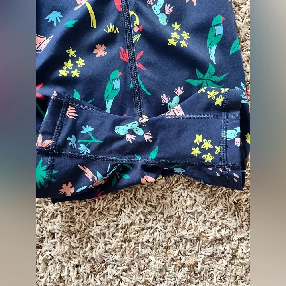 Hanna Andersson one-piece rashguard swimsuit tropical print flamingos parrots